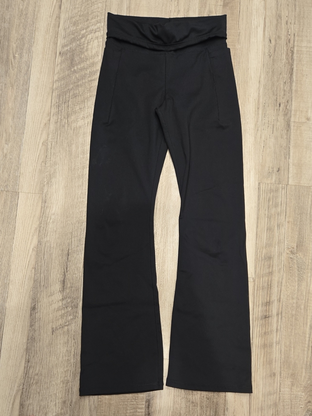 abercrombie kids Black Athletic Flare Leggings With Roll-down Waist